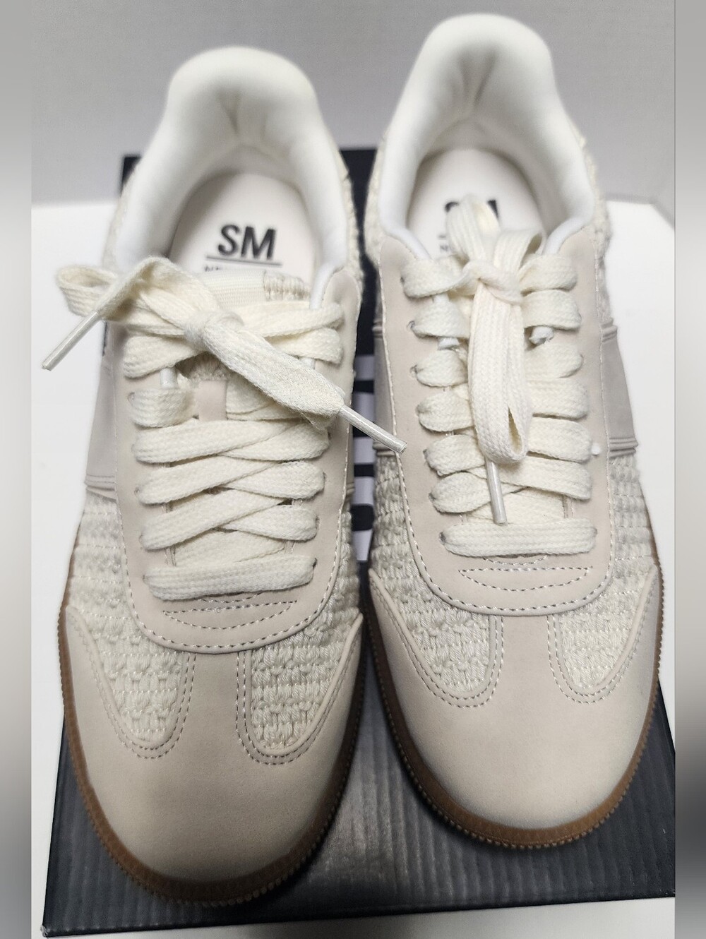 Size 8 Women's SM NEW YORK Beige Cream Charlie Sneakers Shoes New